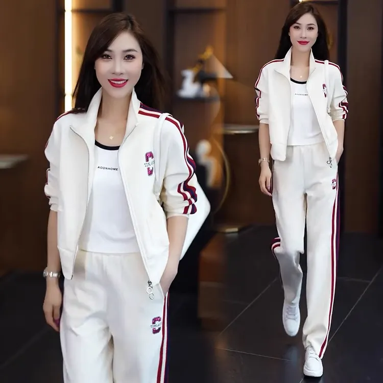 休闲运动服套装女2025秋季新款时髦洋气立领开衫阔腿裤显瘦两件套