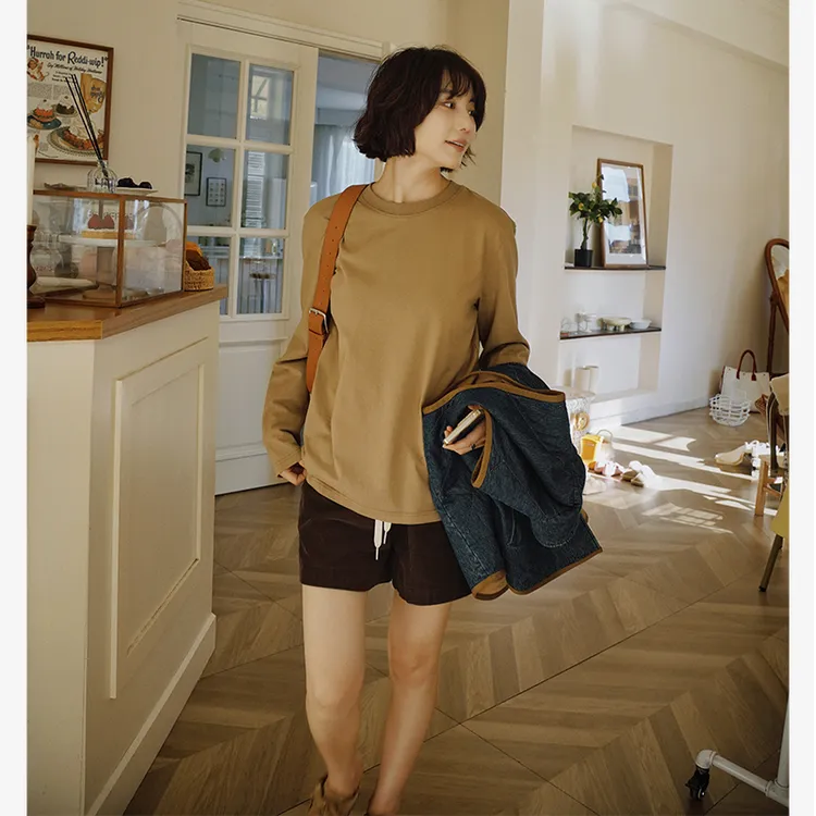 NorthMing fish「假日暖咖」简约复古 松弛随性早秋圆领T恤