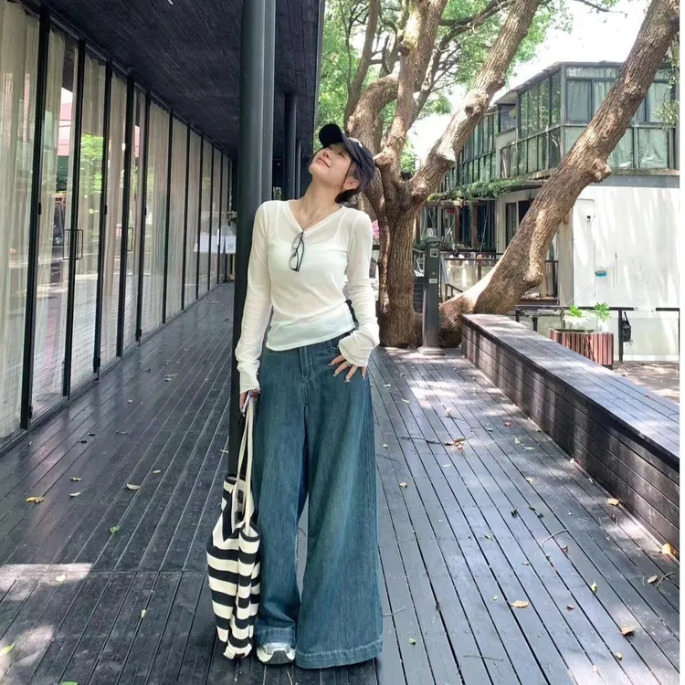 辣妹后背镂空露腰长袖女T恤女夏季薄款微透性感纯色防晒衣上衣服