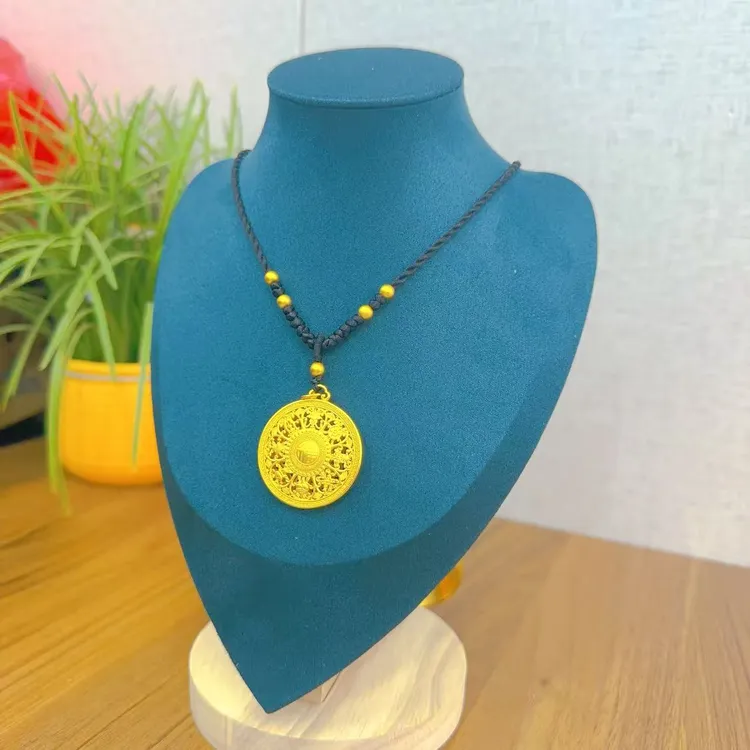 铜合金布艺吊坠 哑光万福罗盘吊坠编绳款