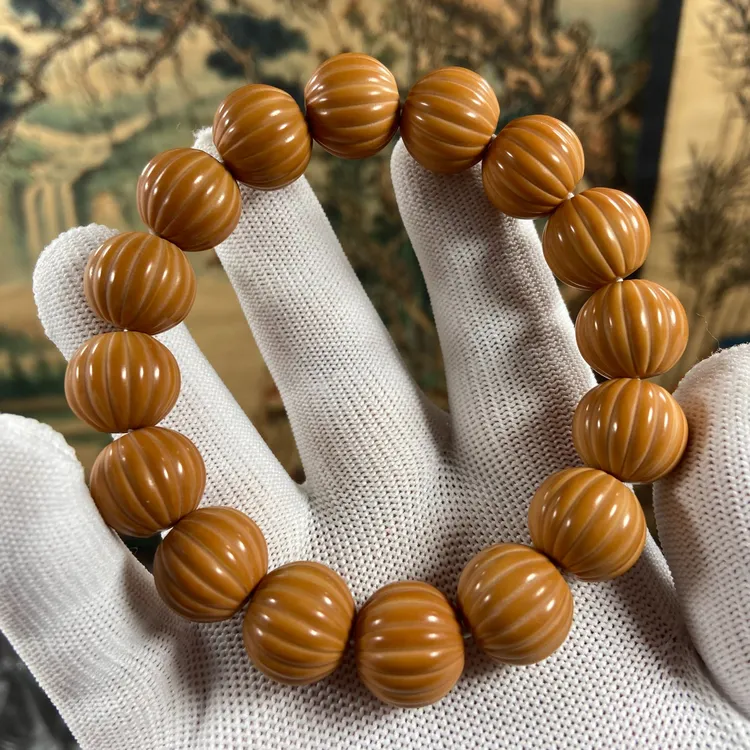 精工雕刻全品瓜珠猴头核桃15mm手串