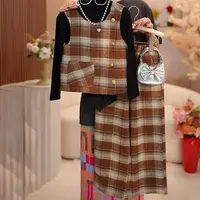 女童小香风套装春秋2025新款女大童洋气马甲阔腿裤儿童秋装三件套
