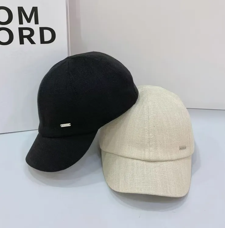 帽子女夏季新款韩版棉麻透气小标短檐棒球帽简约时尚显脸鸭舌帽潮