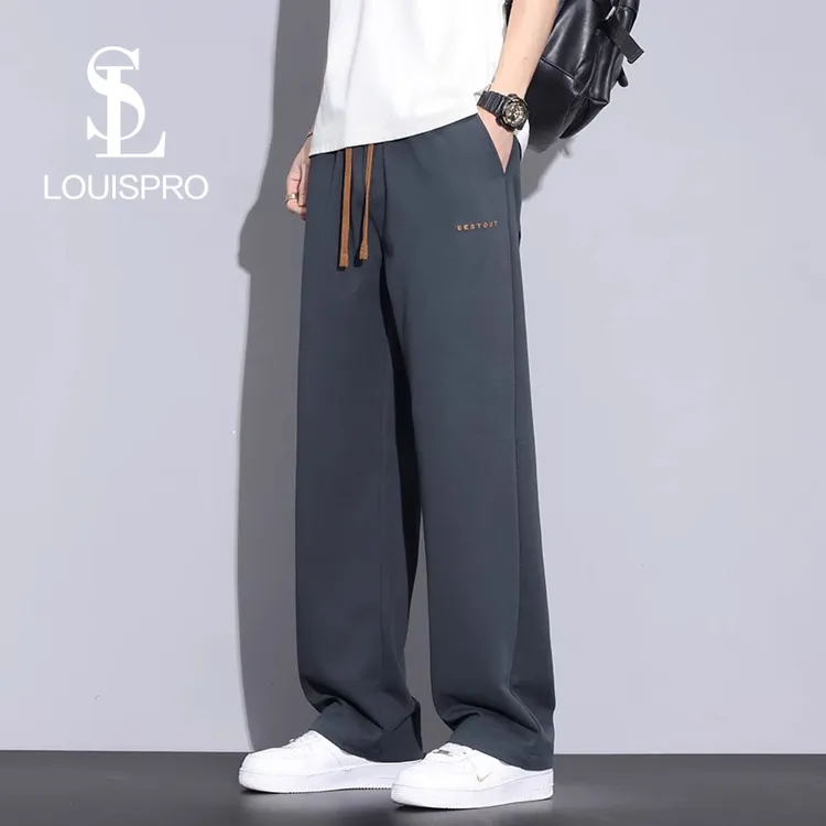 Louispro高品质男士休闲裤2025夏季薄款宽松垂感冰丝运动卫裤