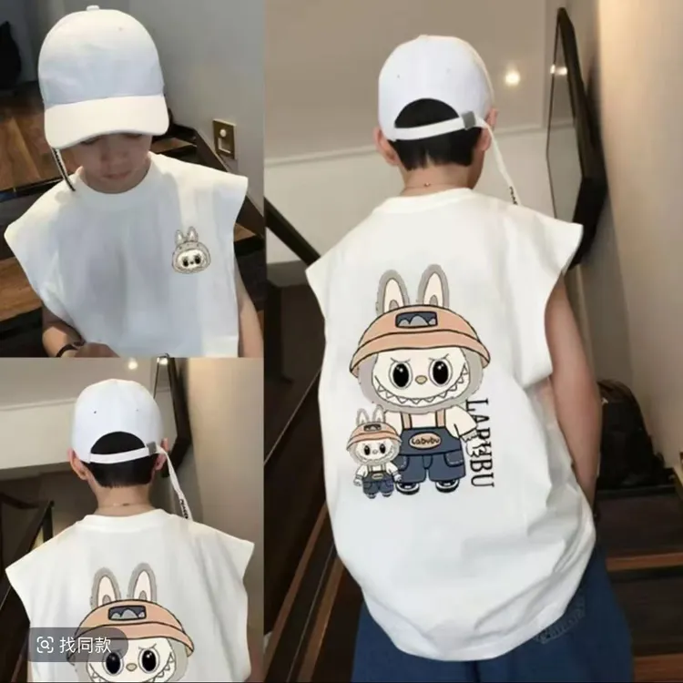 国潮拉布布时尚潮流中大童动漫韩版T恤休闲宽松百搭00249