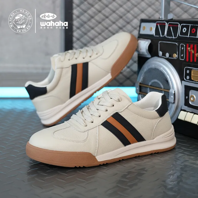Wahaha/娃哈哈真皮男鞋新款2025夏季百搭男女款头层牛皮休闲鞋