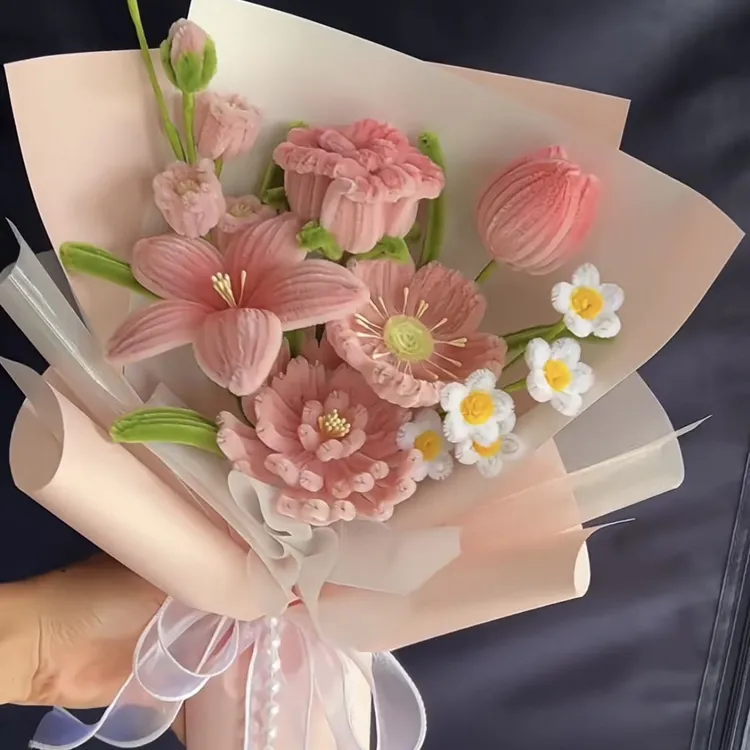 成品手工扭扭棒花束茉莉花郁金香混搭成品送闺蜜朋友生日礼物花束