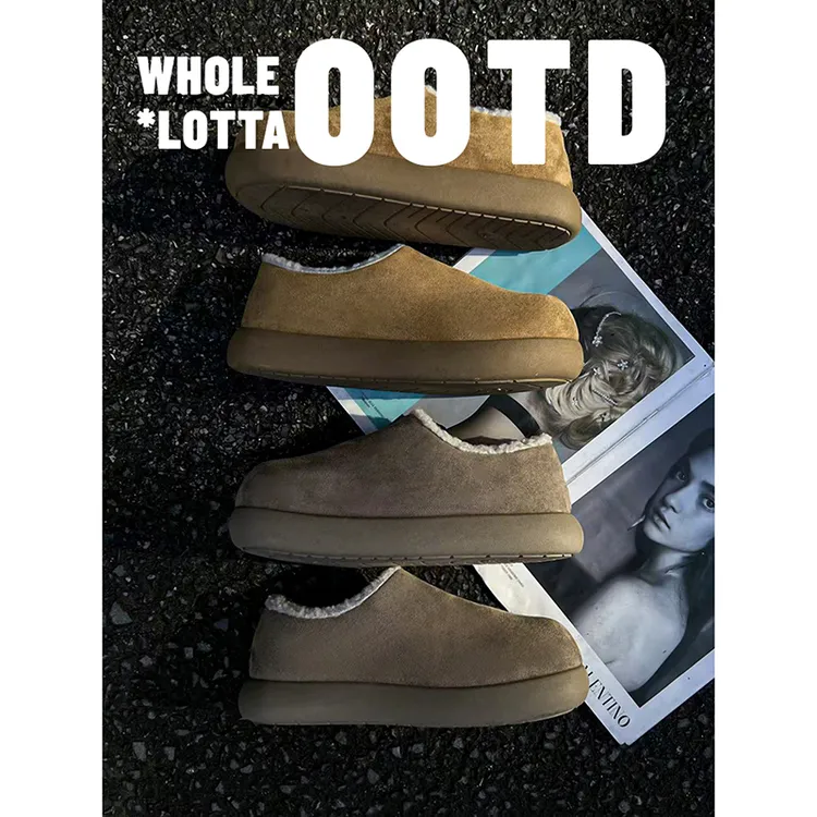 Cleanfita小土豆勃肯鞋男冬季加绒穆勒棉鞋懒人一脚蹬毛毛雪地鞋