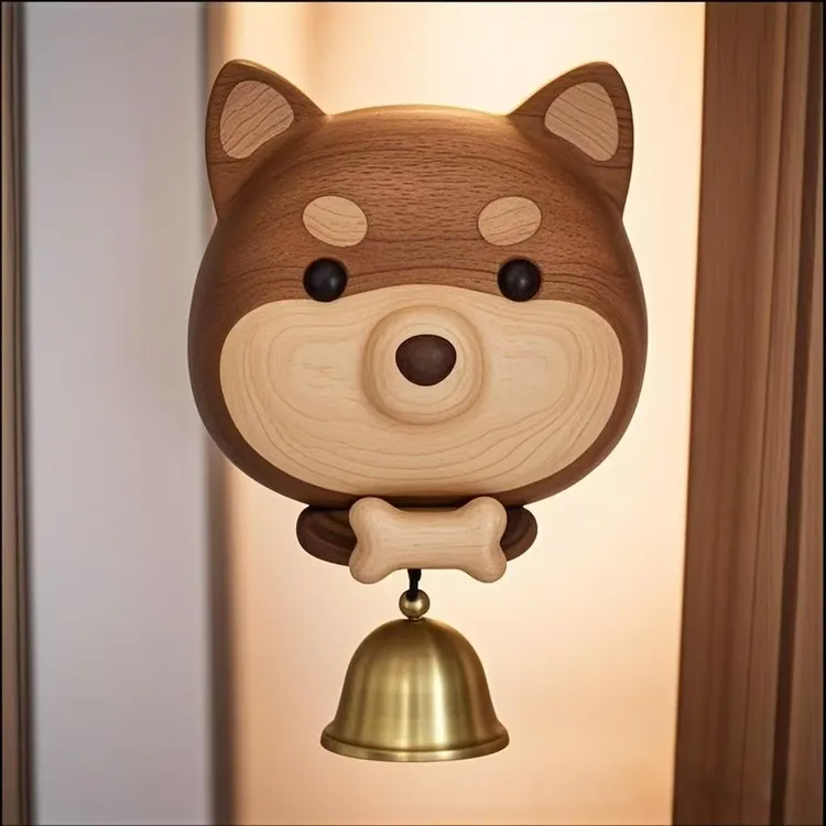 柴犬旺财铃铛可爱卡通日式门铃多巴胺风铃入户进门提醒冰箱贴礼物