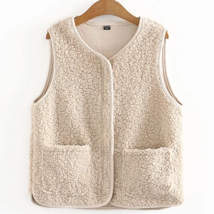 海翔颗粒绒马甲春秋季新款颗粒绒毛绒绒马夹外穿背心女皮毛一体毛