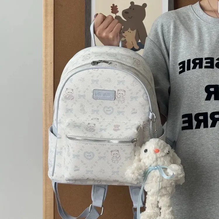 2025新款蓝粉紫可爱高级双肩包百搭大容量书包旅行背包学生