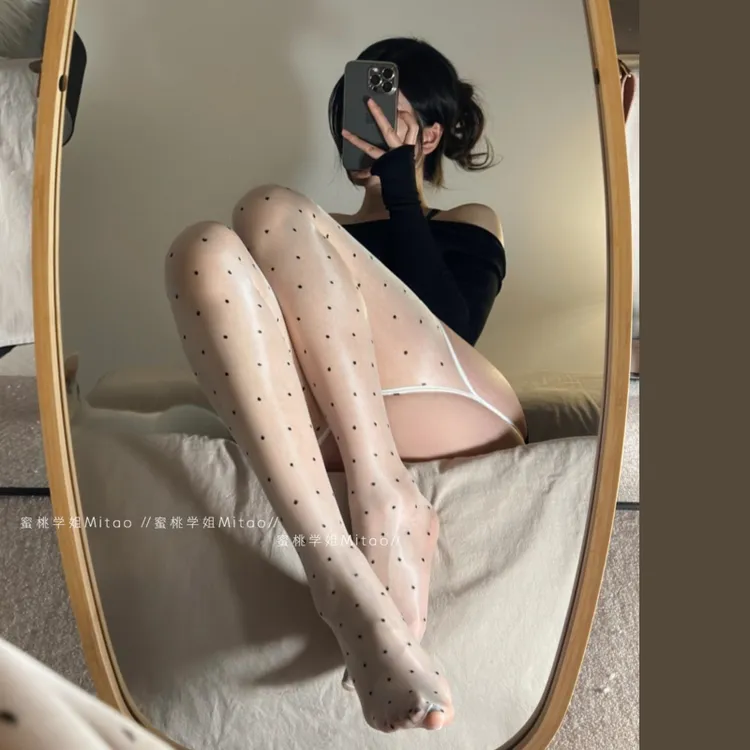极光油亮白色蕾丝吊带一体丝袜女性感波点油光黑丝白丝情调诱惑