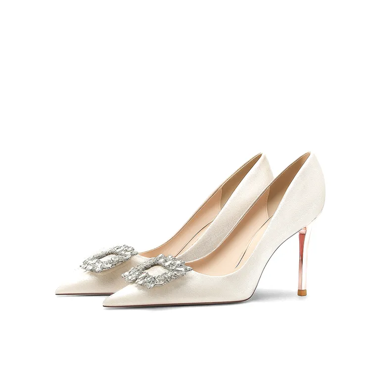 法式白色禾秀婚纱两穿鞋2025年春季新款新娘主纱订婚高跟鞋不累脚