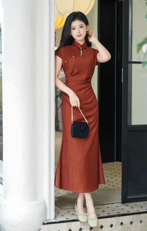 淑女范国风中式红色改良旗袍2025新款年轻款女复古修身短袖春夏季