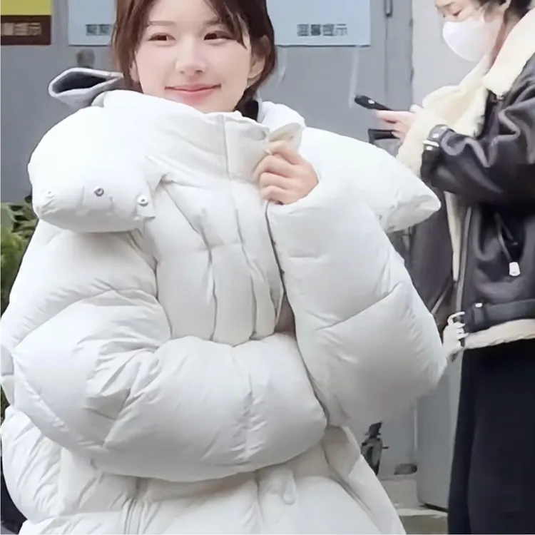 赵露思同款冬季新款气质翻领拉链新国标90鸭绒羽绒服外套