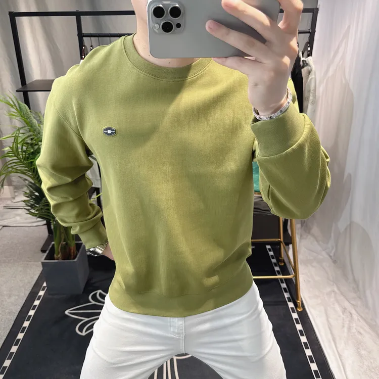 欧洲站2025春秋款简约宽松卫衣男百搭时尚潮流男士上衣高级感长袖