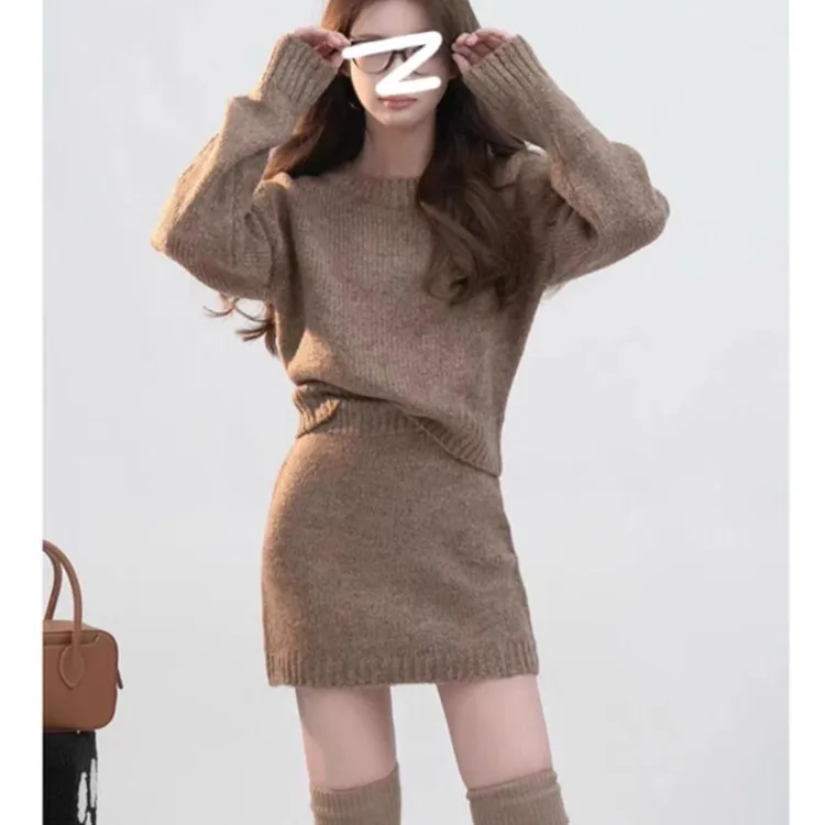 小香风毛衣套装裙女早秋装搭配一整套时尚小个子针织衫短裙两件套