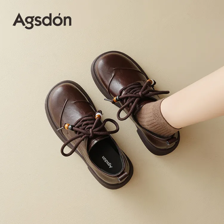 Y奥古狮登棕色乐福鞋女2025新款秋季厚底增高英伦小皮鞋复古单鞋