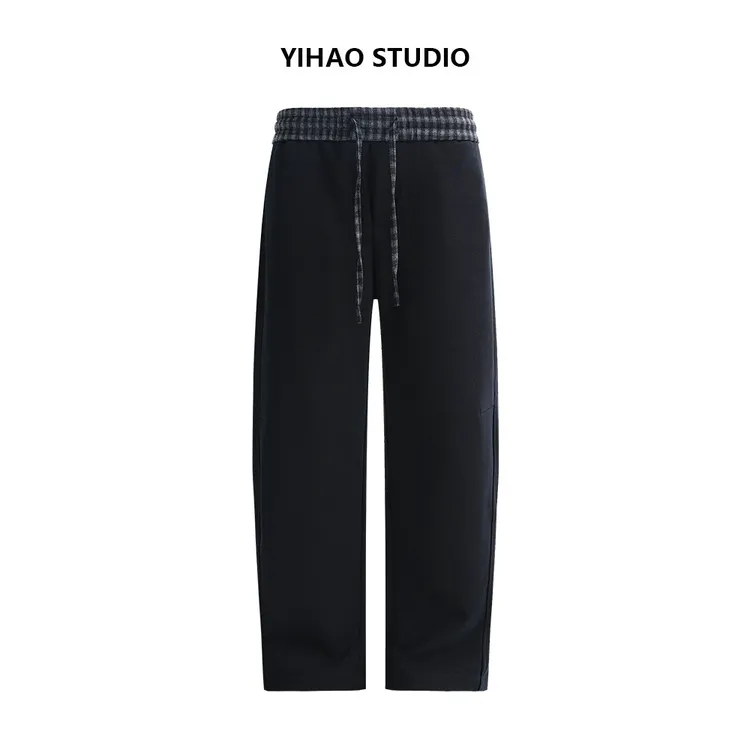 YIHAO STUDIO秋冬男款宽松直筒休闲裤百搭黑色秋季简约运动长裤
