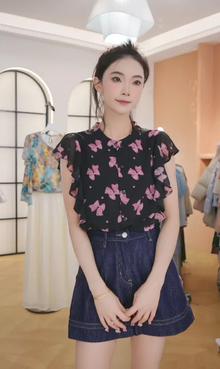 F3003碎花衬衫新款夏设计小个子高级上衣