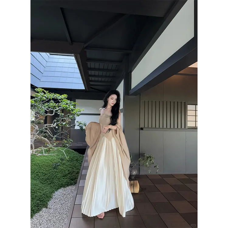 法式高级感长开衫上衣女新中式抹胸连衣裙女夏季新款显瘦休闲长裙