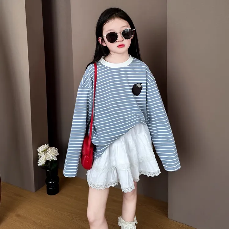 女童洋气宽松休闲上衣中大童韩范童装2025女孩春季时髦卫衣学院风