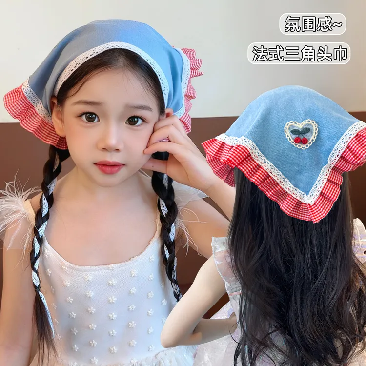 【氛围感】樱桃刺绣儿童发箍高级感头巾头饰2025新款小女孩洋气发卡