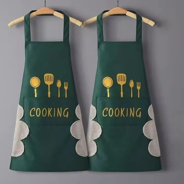 围裙防水防油防污厨房家用做饭时尚围腰擦手大口袋男女工作服耐脏