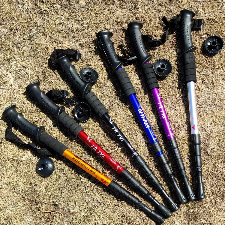 （当日发货）登山杖4节多功能超轻伸缩款铝合金拐杖户外