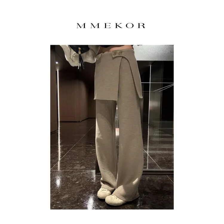 MMEKOR“屁帘神裤”2025新款秋款高智淡人风加绒休闲裤 50067 