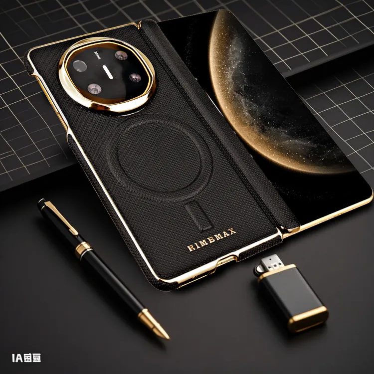 适用于华为MateX6高级感皮纹磁吸手机壳中轴MateX5/X3商务男防摔