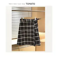 TomaTo-复古格子半身裙中长款秋季新款垂感休闲A字裙C25Q79568
