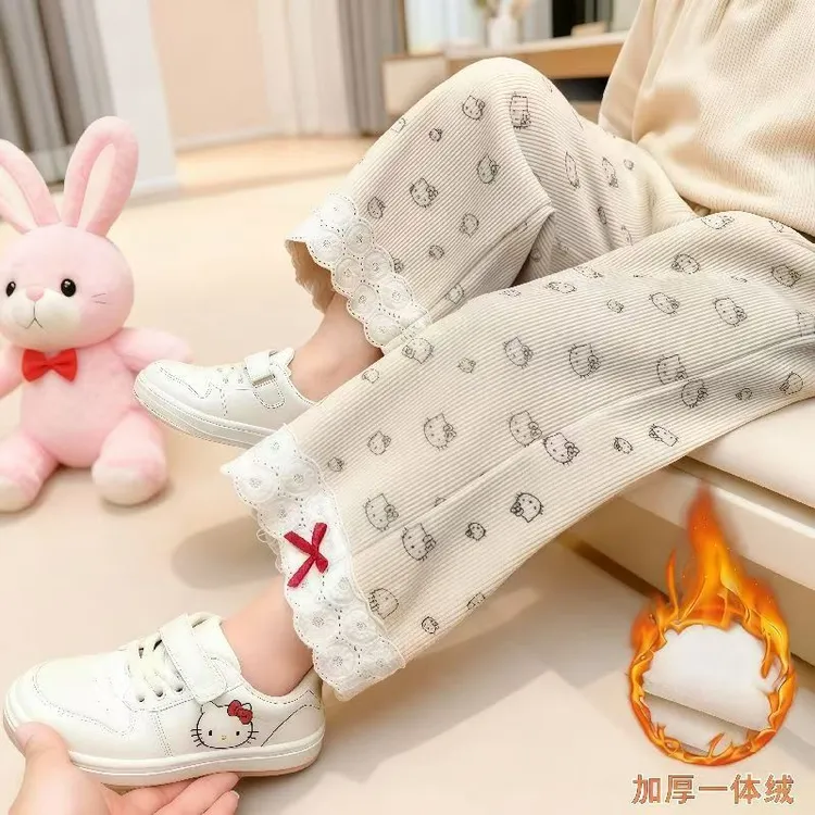 新款儿童加绒裤子冬款中小童加厚冬季长裤女童洋气宝宝外穿休闲裤