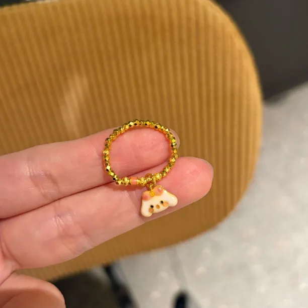 足金999 童趣可爱时尚戒指 弹力戒指七夕礼物金戒指