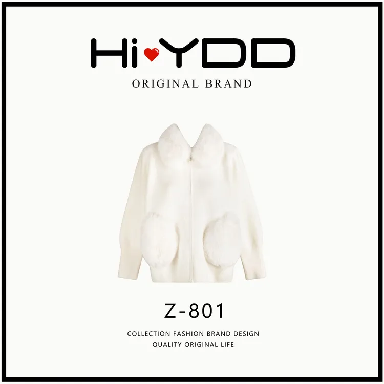 YDD•「Z-801」秋冬款百搭潮流软糯毛口袋设计感毛领保暖外套YG-2616