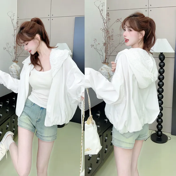 《白桃汽泡》高端蕾丝花边外套开衫防晒衫衣服