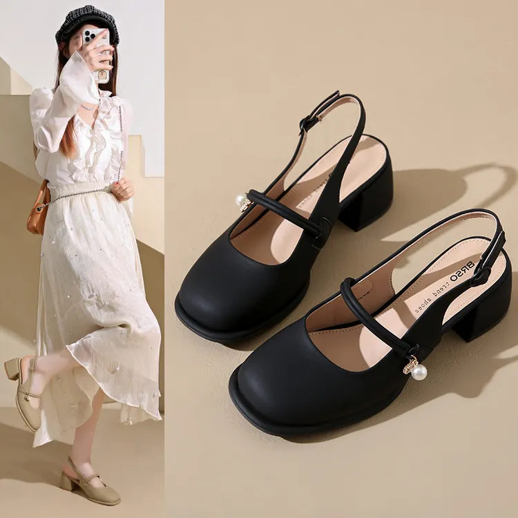 法式复古仙女风凉鞋包头鞋韩版女时装凉鞋一字带玛丽珍鞋百搭单鞋