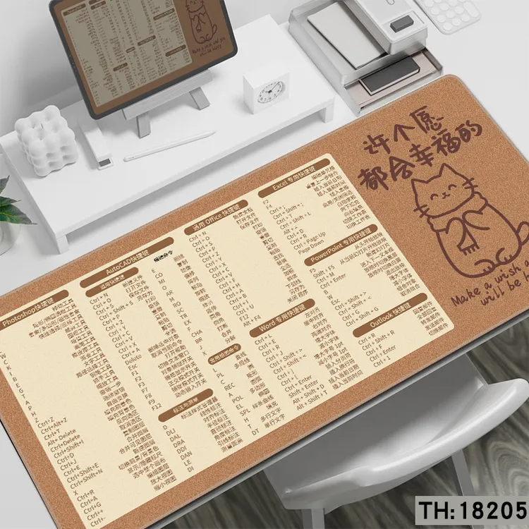 美拉德快捷键鼠标垫子女生卡通可爱办公电脑桌垫五笔输入法书桌垫