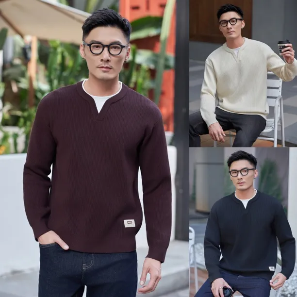 【树邦实体】秋冬新品cleanfit假两件加厚保暖简约男百搭毛衣针织衫