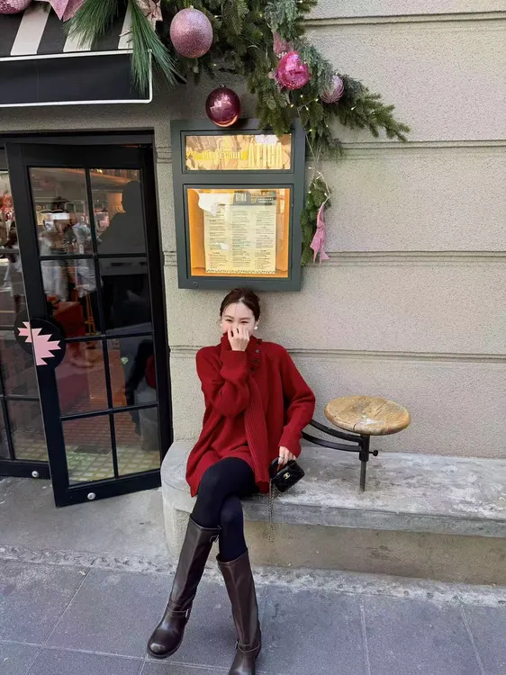 3 YYL圣诞红毛衣 带围巾100%绵羊毛 HP111812 2025冬款上新winter