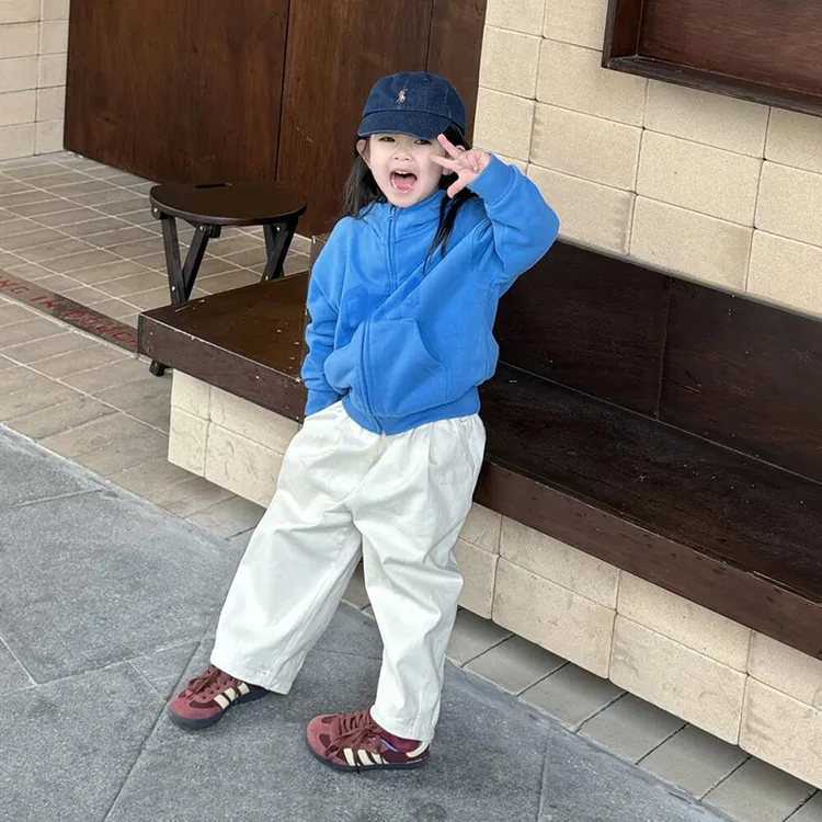 壹妈品质童装女童秋装新款儿童卫衣休闲时髦百搭蓝色字母蓝色上衣