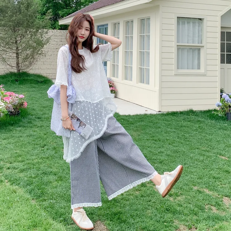 吊带时尚套装蕾丝夏季套装夏装通勤上衣气质裙子法式