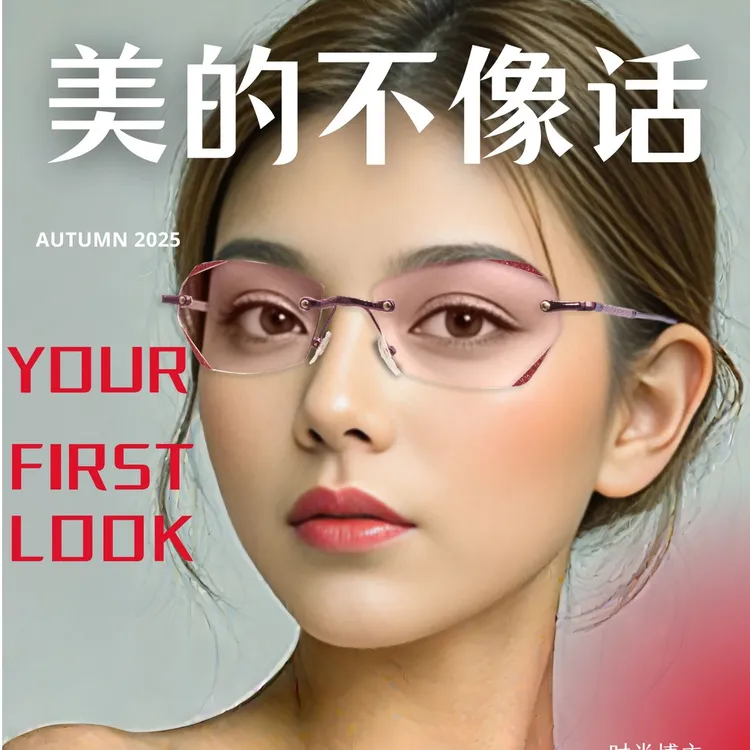 【厂家直发】专柜款无框切边星光细闪时尚高清护目防蓝光老花镜B2-1
