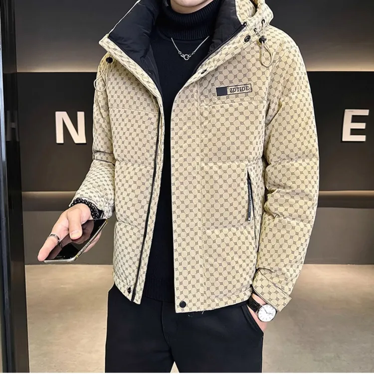 利尼科比利男士羽绒服冬季帅气短款冬装轻薄上衣服连帽鸭绒外套男