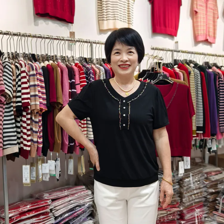 【轻薄舒适短袖】25年新款夏季高弹力精致气质中老年妈妈装56012