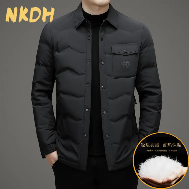 NKDH2025冬装新款翻领男士休闲保暖羽绒服百搭鸭绒轻薄男装防寒外