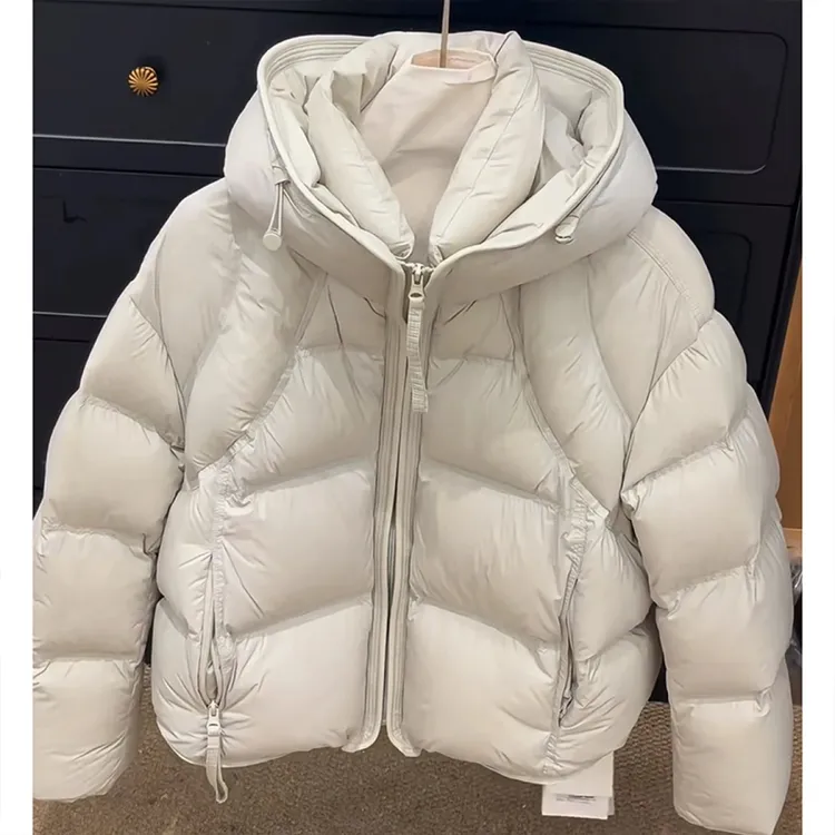 氛围感慵懒风连帽蓬松抽绳棉服2026冬季新款连帽保暖出街温柔松弛