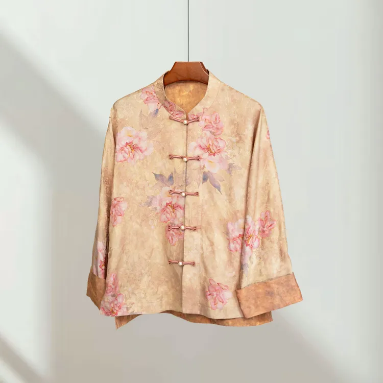 [ 牡丹]新款中式国风春日出行外套夏季全花罗开衫3024