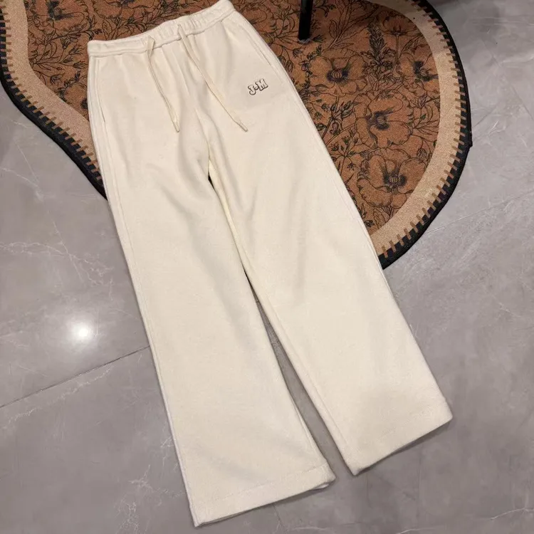 奕奕优选《羊毛裤》绵羊毛中腰阔腿直筒休闲裤女