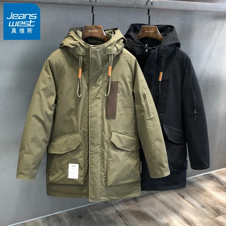 真维斯重磅潮牌工装棉服男士中长款冬季加厚保暖外套男款冲锋衣男